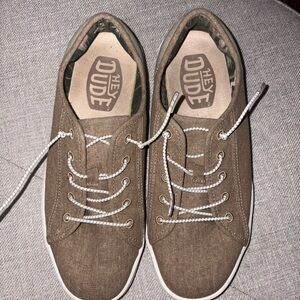 Hey Dude Green and Tan Patterned Shoes